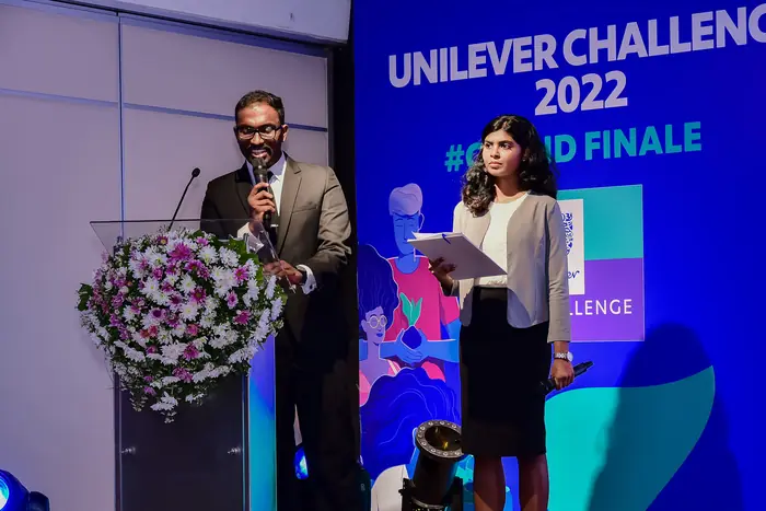Mayantha emceeing the Unilever Challenge 2022 grand finale